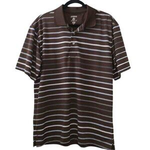 George Mens Brown Striped Polo Shirt Size M 100% Polyester